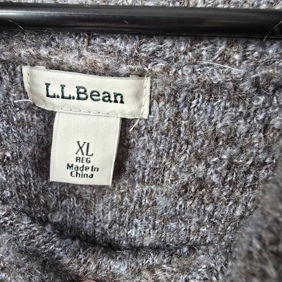 L.L. Bean Womens Gray Wool Blend Turtleneck Sweater Size XL Soft & Warm Knit - Picture 3 of 7